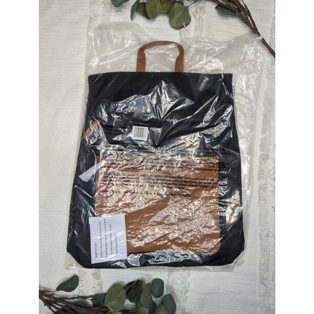 DSW Backpack in Black and Tan